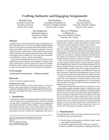 Crafting authentic and engaging assignments