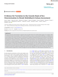 Evidence for variation in the genetic basis of sex determination in brook stickleback (Culaea inconstans)