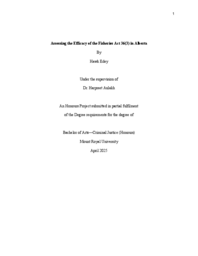 Assessing the efficacy of the Fisheries Act 36(3) in Alberta