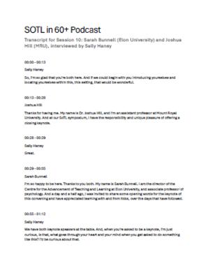 Session 10: Sarah Bunnell (Elon University) and Joshua Hill (MRU), interviewed by Sally Haney - Transcript