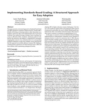 Implementing standards-based grading: a structured approach for easy adoption