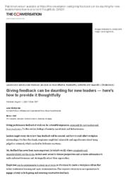 Giving feedback can be daunting for new leaders - here's how to provide it thoughtfully