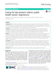 Caring for late preterm infants: public health nurses' experiences: 
