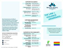 The law & violence awareness: A snapshot of some of the laws in Canada and Alberta and violence awareness tips for incoming international students