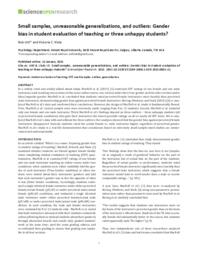 Small samples, unreasonable generalizations, and outliers: Gender bias in student evaluation of teaching or three unhappy students?
