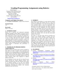 Grading Programming Assignments Using Rubrics