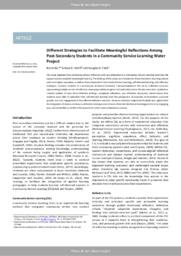 Different strategies to facilitate meaningful reflections among post-secondary students in a community service learning water project