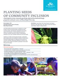 Planting Seeds of Community Inclusion: A participatory action community gardening study and horticultural therapy group intervention for seniors at Mount Royal University