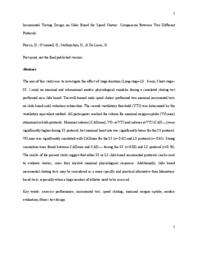 Incremental Testing Design on Slide Board for Speed Skaters: Comparison Between Two Different Protocols