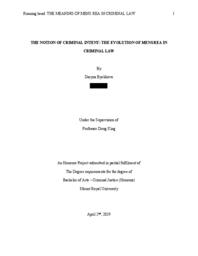 The notion of criminal intent: The evolution Of mens rea in criminal law