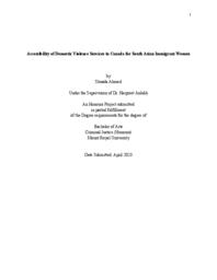 Accessibility of domestic violence services in Canada for South Asian immigrant women