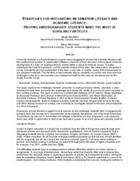 Strategies for integrating information literacy and academic literacy: Helping undergraduate students make the most of scholarly articles.