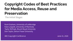 Copyright codes of best practices for media access, reuse, and preservation: the initial stages