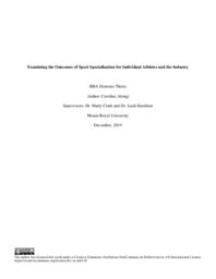 Examining the outcomes of sport specialization for individual athletes and the industry
