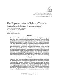 The Representation of Library Value in Extra-Institutional Evaluations of University Quality