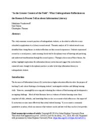 In the greater context of the field: what undergraduate reflections on the research process tell us about information literacy