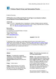 LIS practitioner-focused research trends toward open access journals, academic-focused research toward traditional journals [Evidence Summary]