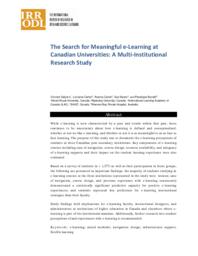 The Search for Meaningful e-Learning at Canadian Universities: A Multi-Institutional Research Study
