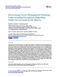 Recreational Access Management Planning: Understanding Perceptions Regarding Public Forest Lands in SW Alberta