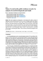 Status of social media public relations research: An analysis of recent developments and trends