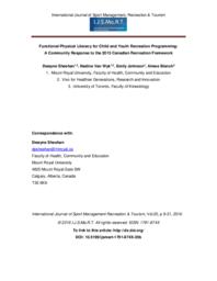 Functional Physical Literacy for Child and Youth Recreation Programming: A Community Response to the 2015 Canadian Recreation Framework