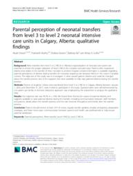 Parental perception of neonatal transfers from level 3 to level 2 neonatal intensive care units in Calgary, Alberta: qualitative findings
