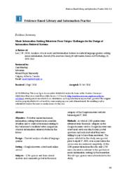 Evidence Summary: Music Information Seeking Behaviour Poses Unique Challenges for the Design of Information Retrieval Systems