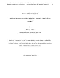 The constitutionality of mandatory alcohol screening in Canada