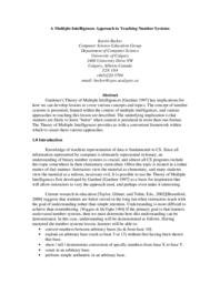 A Multiple Intelligences Approach to Teaching Number Systems