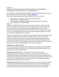 Research as transformational experience : what students gain from research assignments