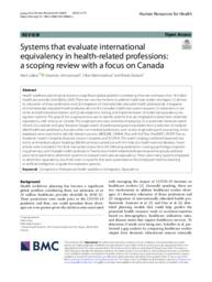 Systems that evaluate international equivalency in health-related professions: a scoping review with a focus on Canada