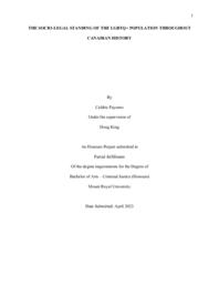 The socio-legal standing of the LGBTQ+ population throughout Canadian history