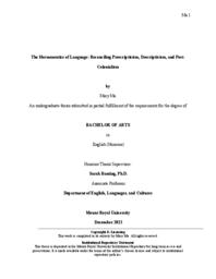 The hermeneutics of language : reconciling prescriptivism, descriptivism, and post-colonialism