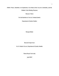 Hollow Water, Manitoba: An Explanatory Case Study of the Area, its Community, and the Holistic Circle Healing Program