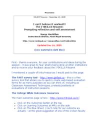 The I-Skills Résumé: Prompting reflection and self-assessment.
