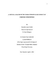 A critical analysis of the characteristics and conduct of forensic interviewers