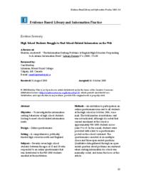 Evidence Summary: High School Students Struggle to Find School-Related Information on the Web