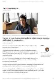 5 ways to keep human connections when moving learning online due to coronavirus
