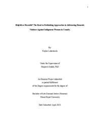Helpful or harmful? The road to rethinking approaches in addressing domestic violence against Indigenous women in Canada