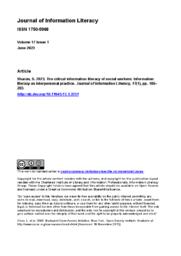 The critical information literacy of social workers: information literacy as interpersonal practice