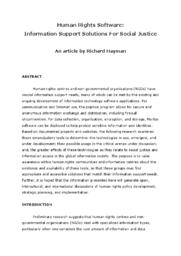 Human Rights Software: Information Support Solutions For Social Justice