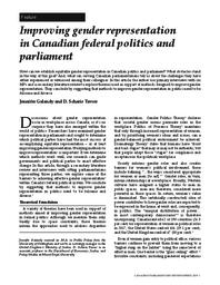 Improving gender representation in Canadian federal politics and parliament