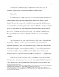 “The deportation of the Hindus from British Columbia will be a blessing to all concerned.”: Intersections of class and race in the British Honduras Scheme.
