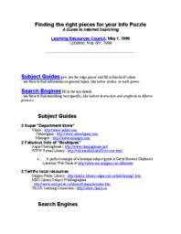 Finding the right pieces for your info puzzle : a guide to internet searching