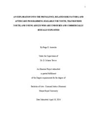 An exploration into the prevalence, related risk factors, and aftercare programming available for youth, transgender youth, and young adults who are unhoused and commercially sexually exploited