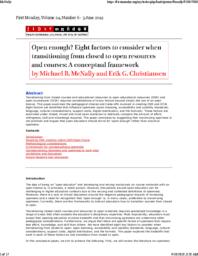 Open enough? Eight factors to consider when transitioning from closed to open resources and courses: a conceptual framework