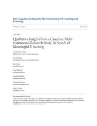 Qualitative Insights from a Canadian Multi-institutional Research Study: In Search of Meaningful E-learning