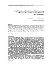 “Good People with Good Intentions”: Deconstructing A Post-Secondary Institution’s Sexual Violence Policy Construction