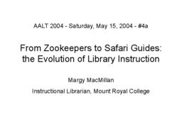 From zookeepers to safari guides – The evolution of library instruction.