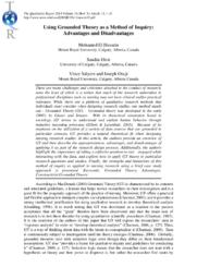 Using Grounded theory as a method of inquiry : advantages and disadvantages